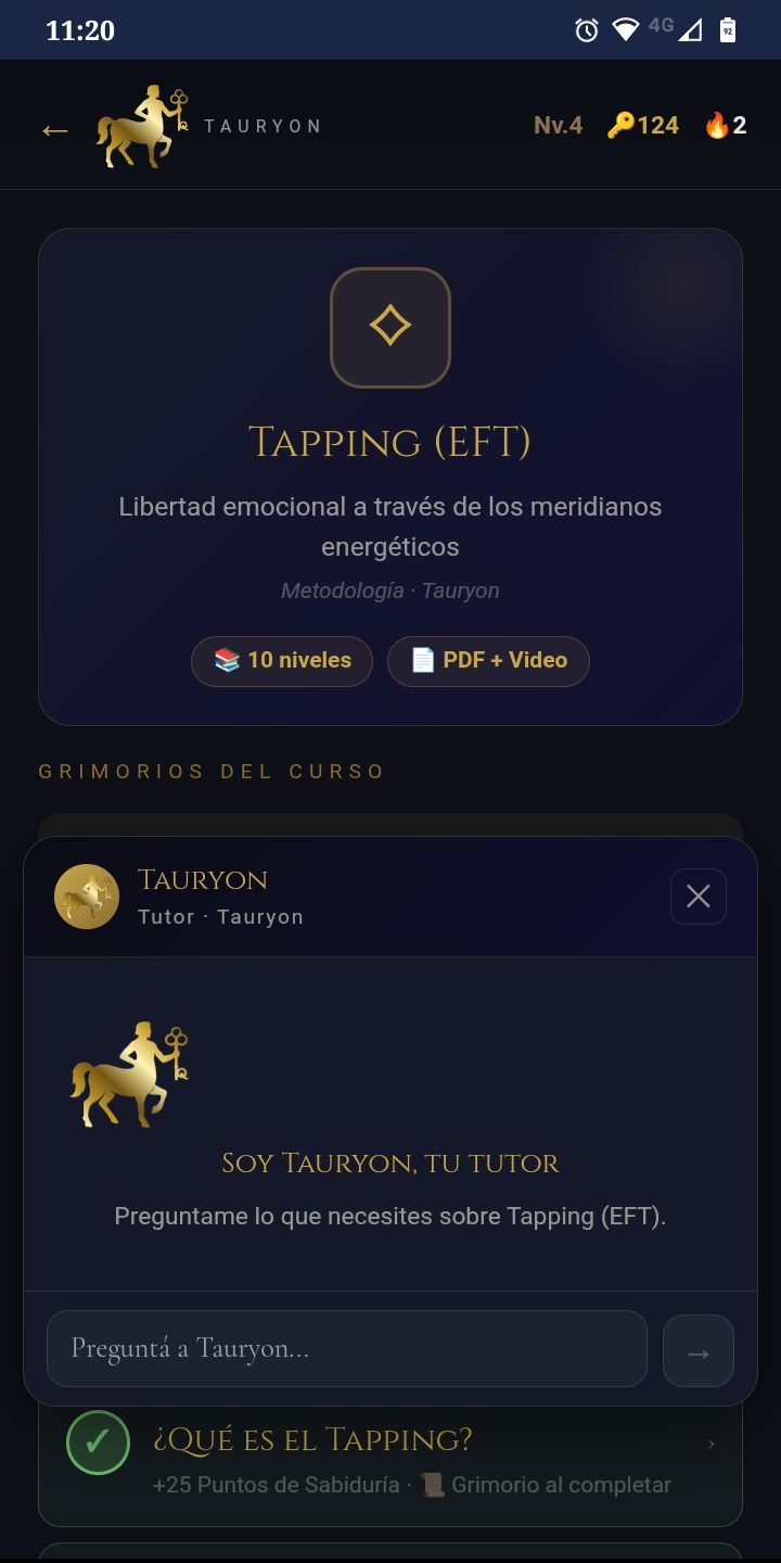 Tutor con inteligencia artificial de Tauryon respondiendo dudas del curso